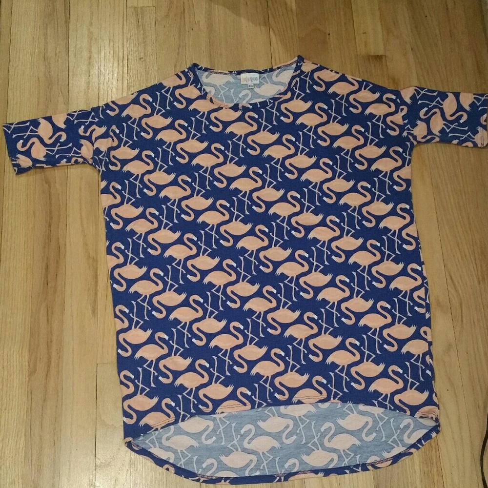 LuLa Roe pink and Blue Flamingo shirt